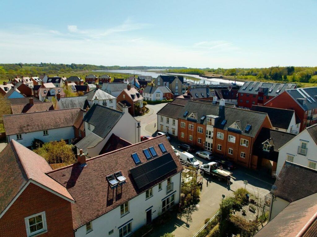 Solar panel installers in Colchester showing finished solar install on house in Wivenhoe, Colchester